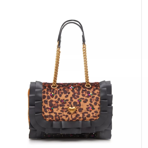Betsey Johnson Handbags - Betsey Johnson Leopard Ruffle Shoulder Bag